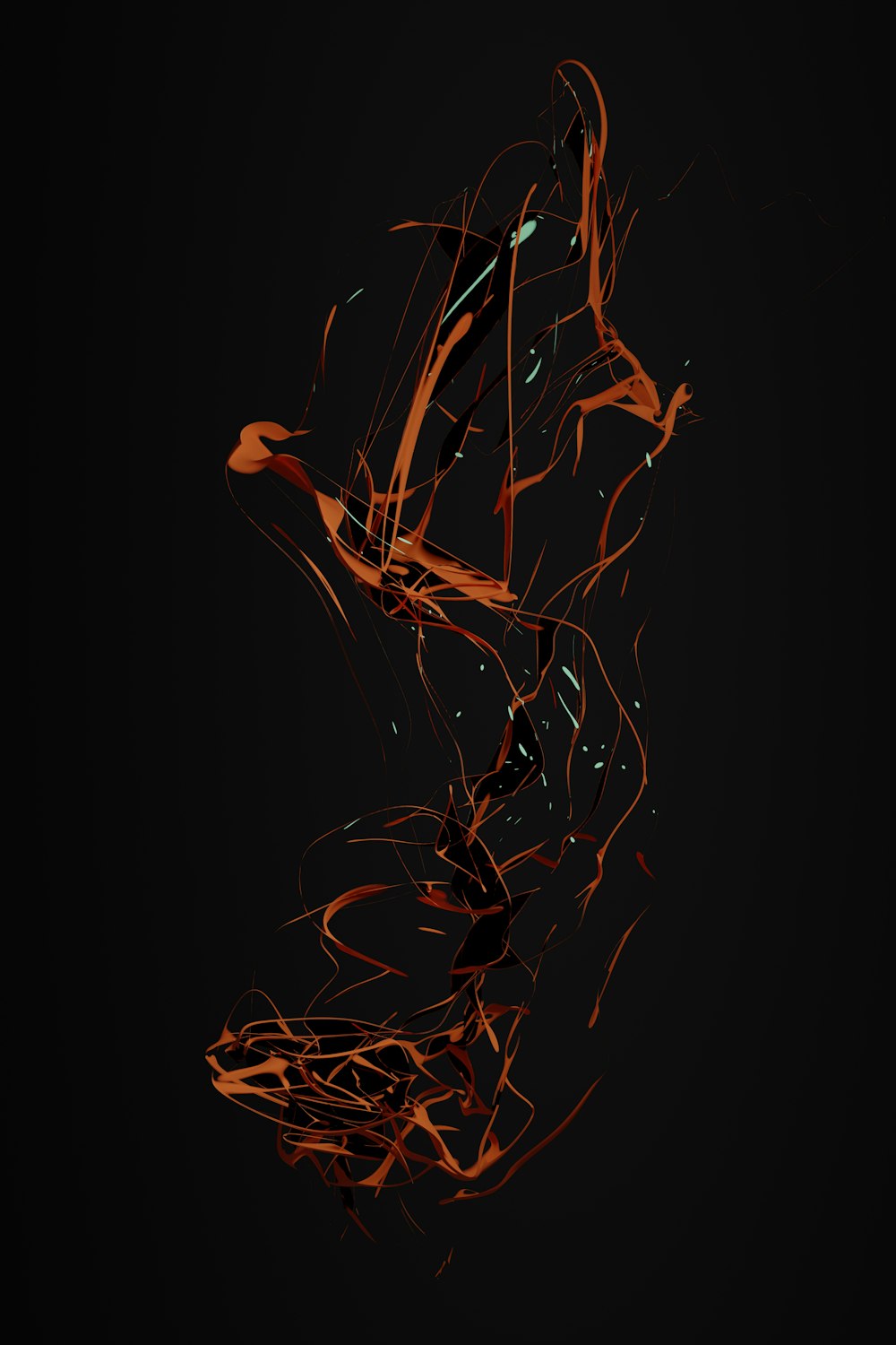 a black background with orange and red lines