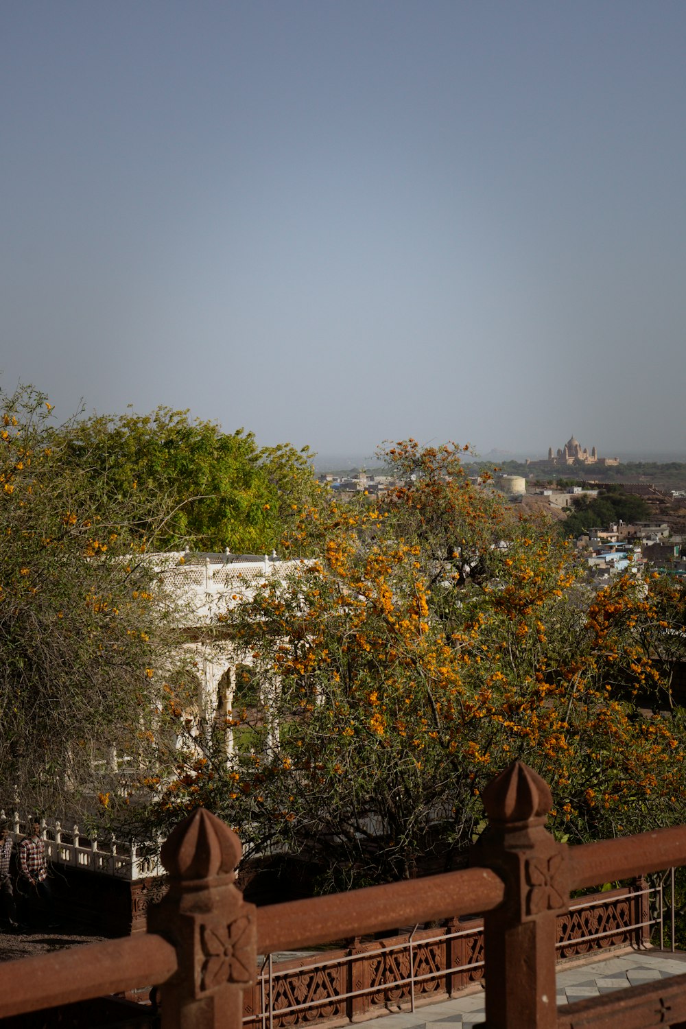 a view of a city from a balcony