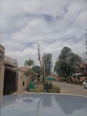 Quiet neighborhood street with well-maintained houses and trees.