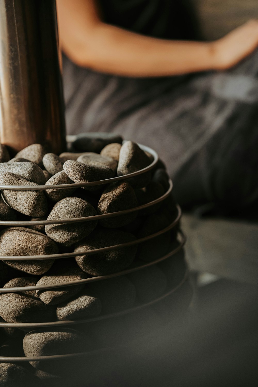 a stack of rocks sitting on top of a table