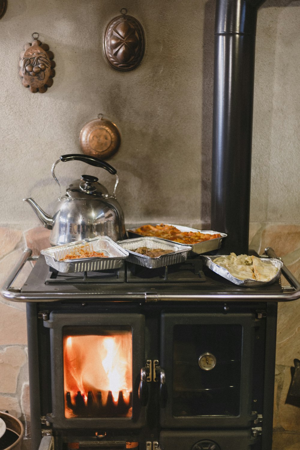 a stove that has some food on top of it