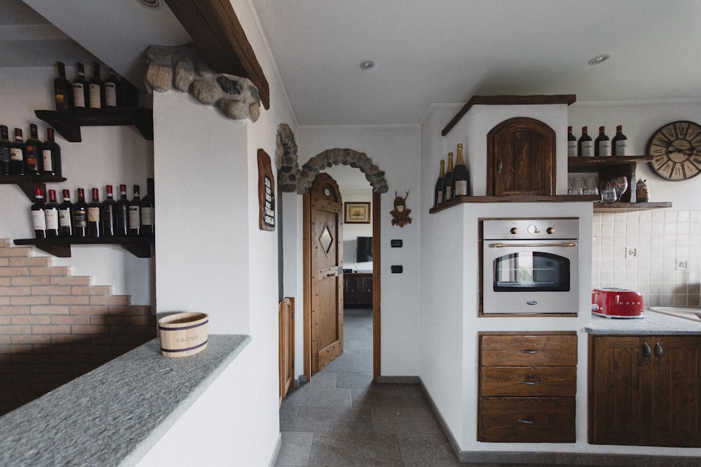 a kitchen with a stove and a counter top