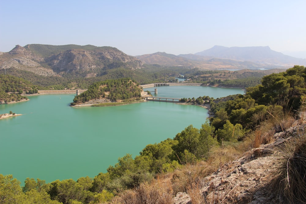 a large body of water surrounded by mountains