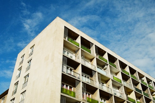 Panoramic shot of a newly completed residential complex with minimalist design elements.