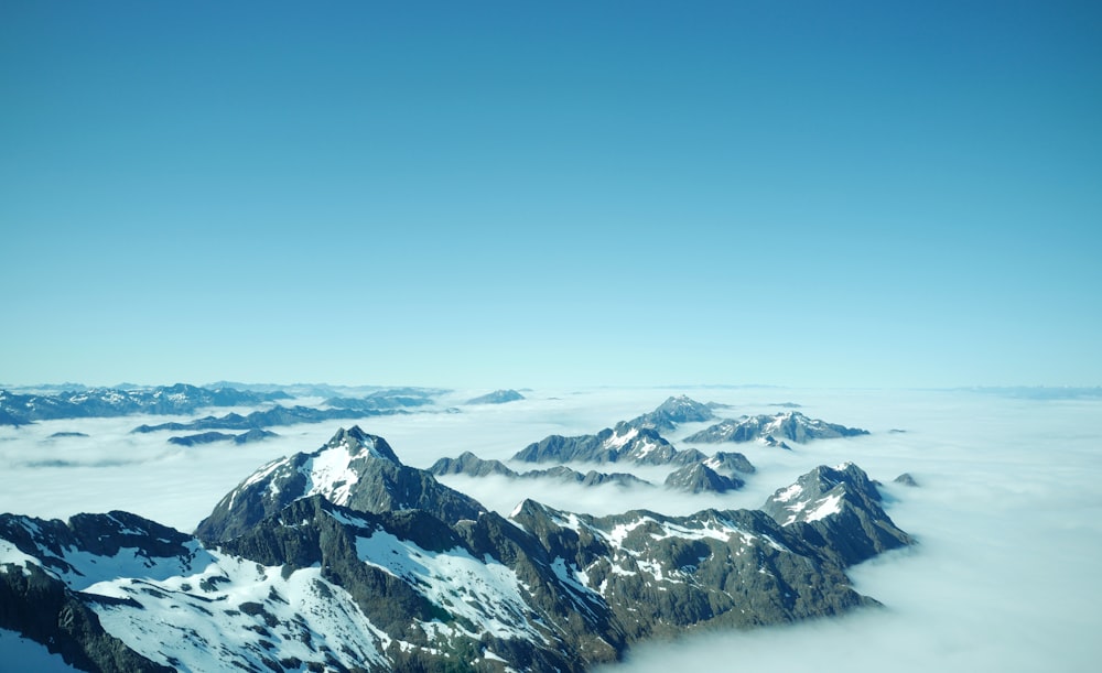 a view of a mountain range from an airplane