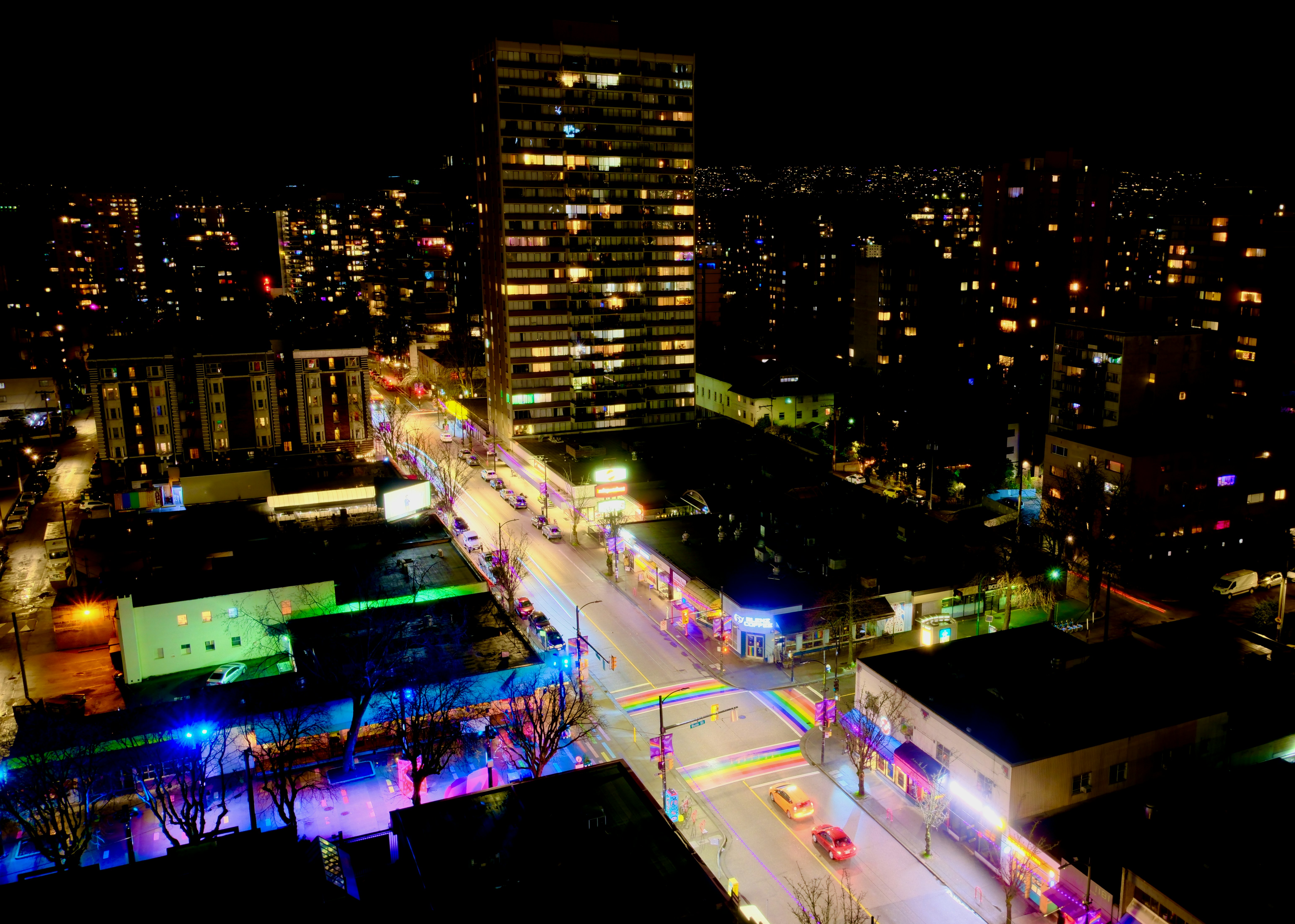 An aerial view of a city at night photo – Free Vancouver Image on Unsplash