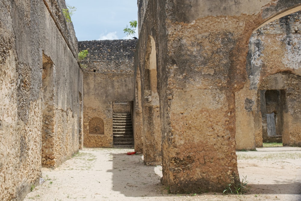 a stone building with steps leading up to it