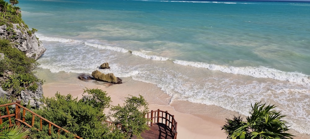 a view of the ocean from a cliff