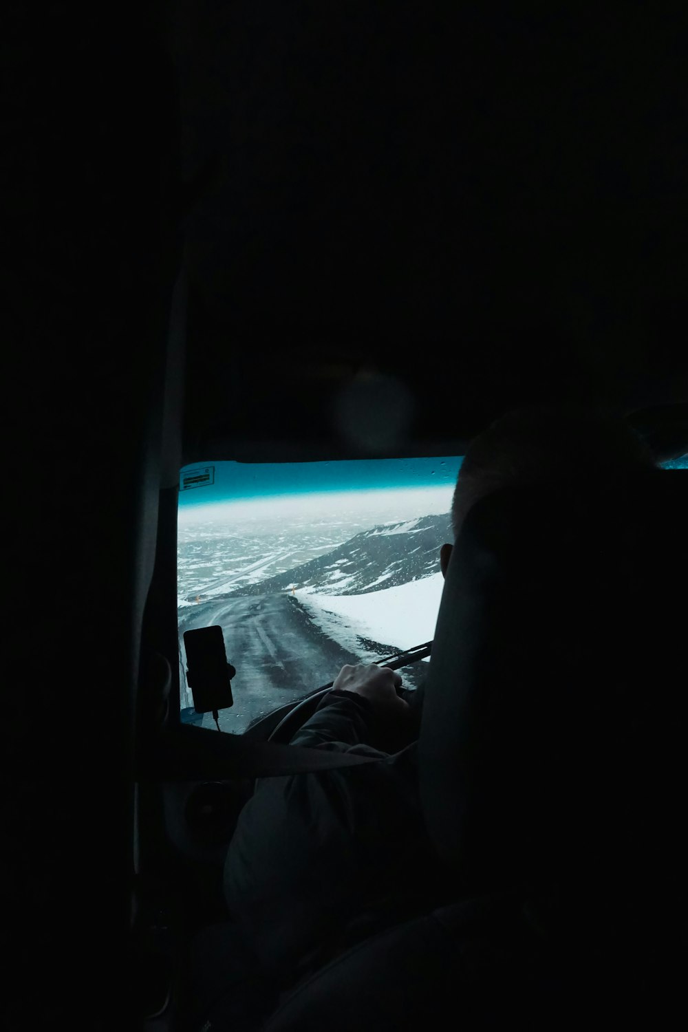 a view from inside a vehicle looking out the window