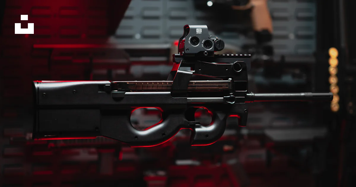 Red Machine Gun A machine gun with a red light on it photo – Free Safe Image on Unsplash