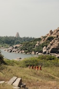 A serene group visiting a peaceful temple during a spiritual tour.