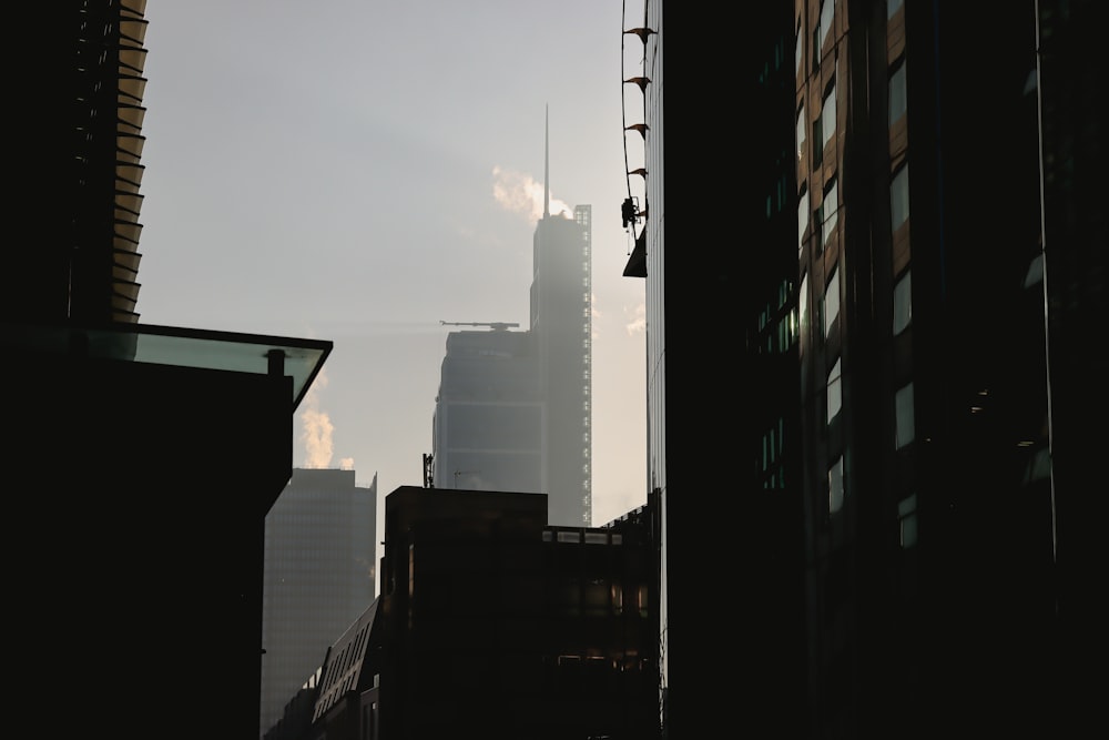 a view of a city skyline from a distance