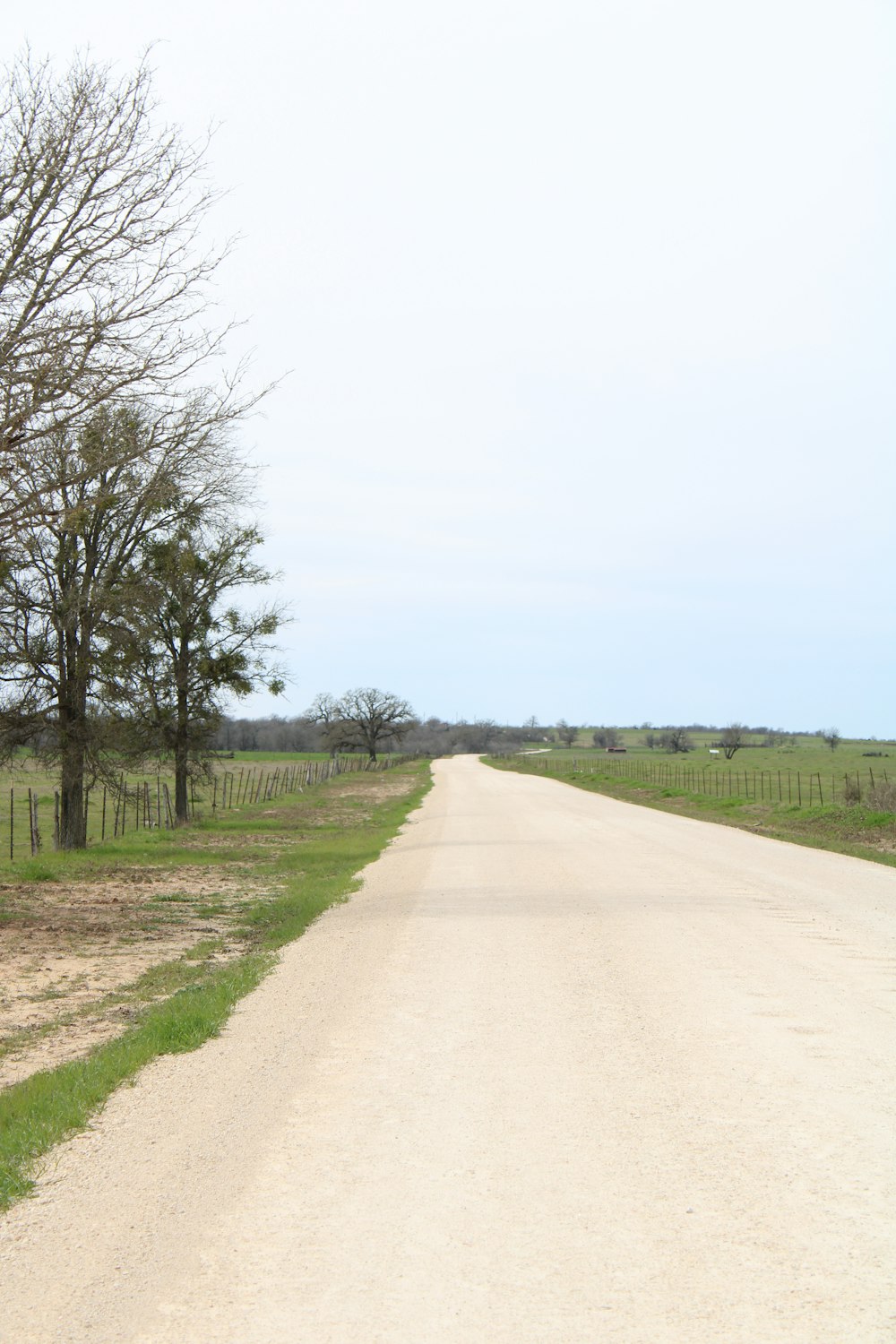 Una strada vuota in mezzo a un campo