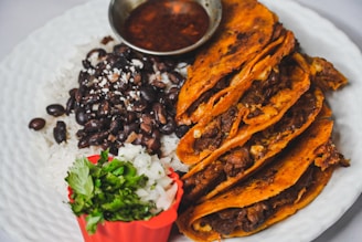 A bowl of rich birria served with sides.