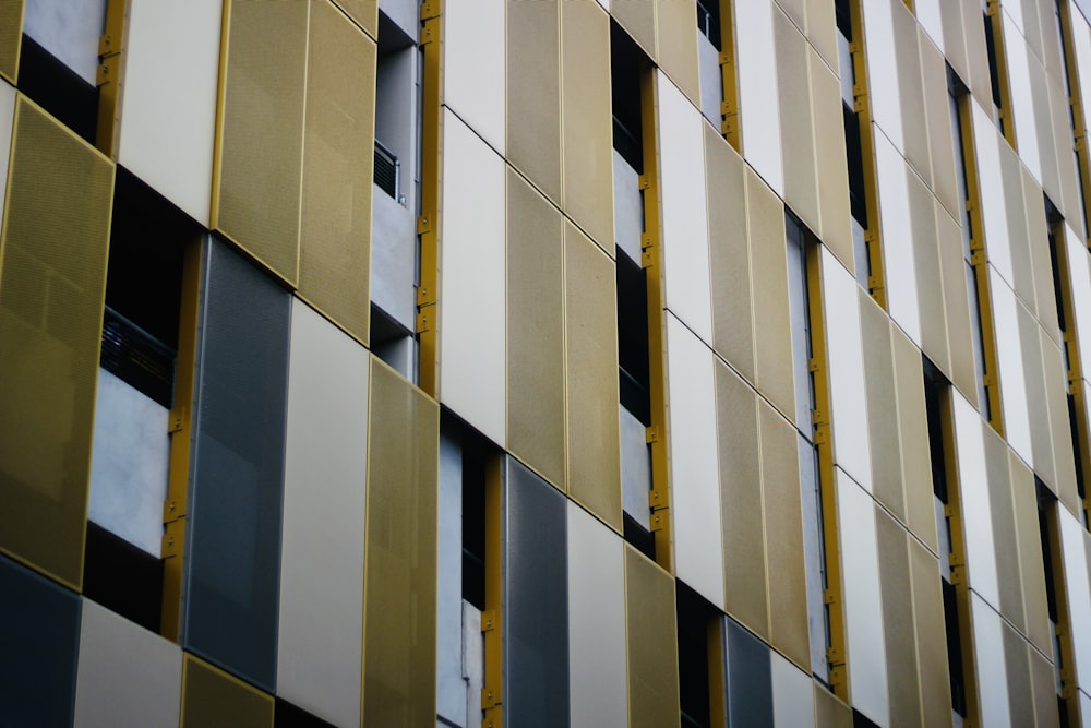 a close up of a building with many windows