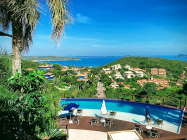 A panoramic view of a luxury villa by the Bodrum coast with turquoise waters and lush greenery.