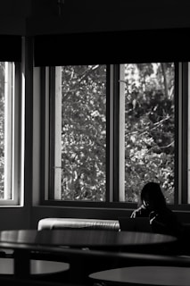 A serene moment of reflection with a team member reviewing data on a laptop in a calm, organized setting.