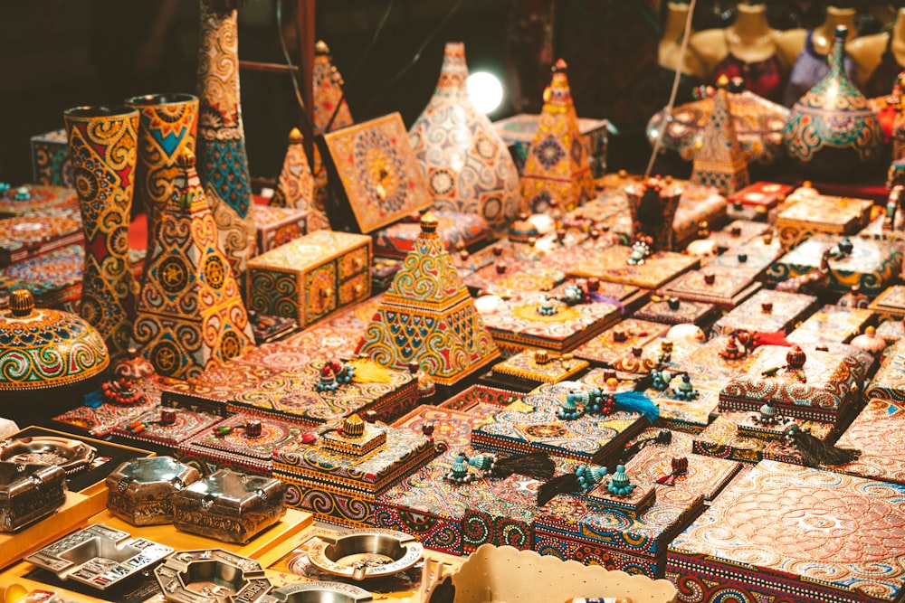 a table topped with lots of different types of items