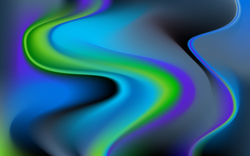 a blue and green background with wavy lines