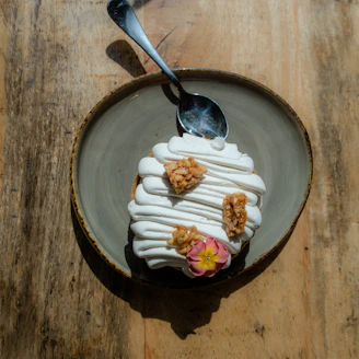 a plate of food that is on a table