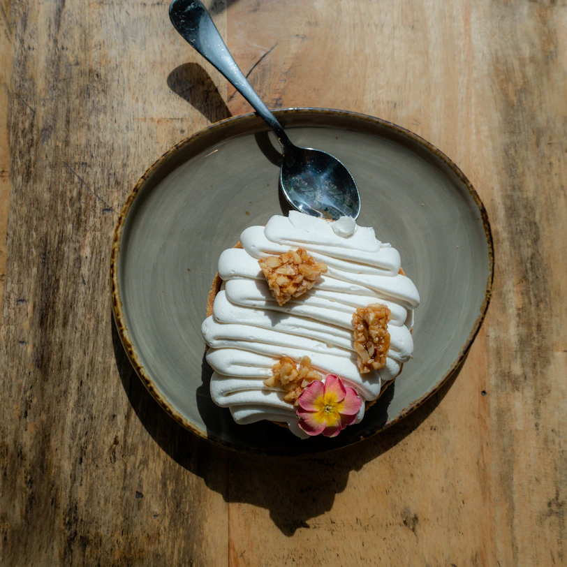 a plate of food that is on a table