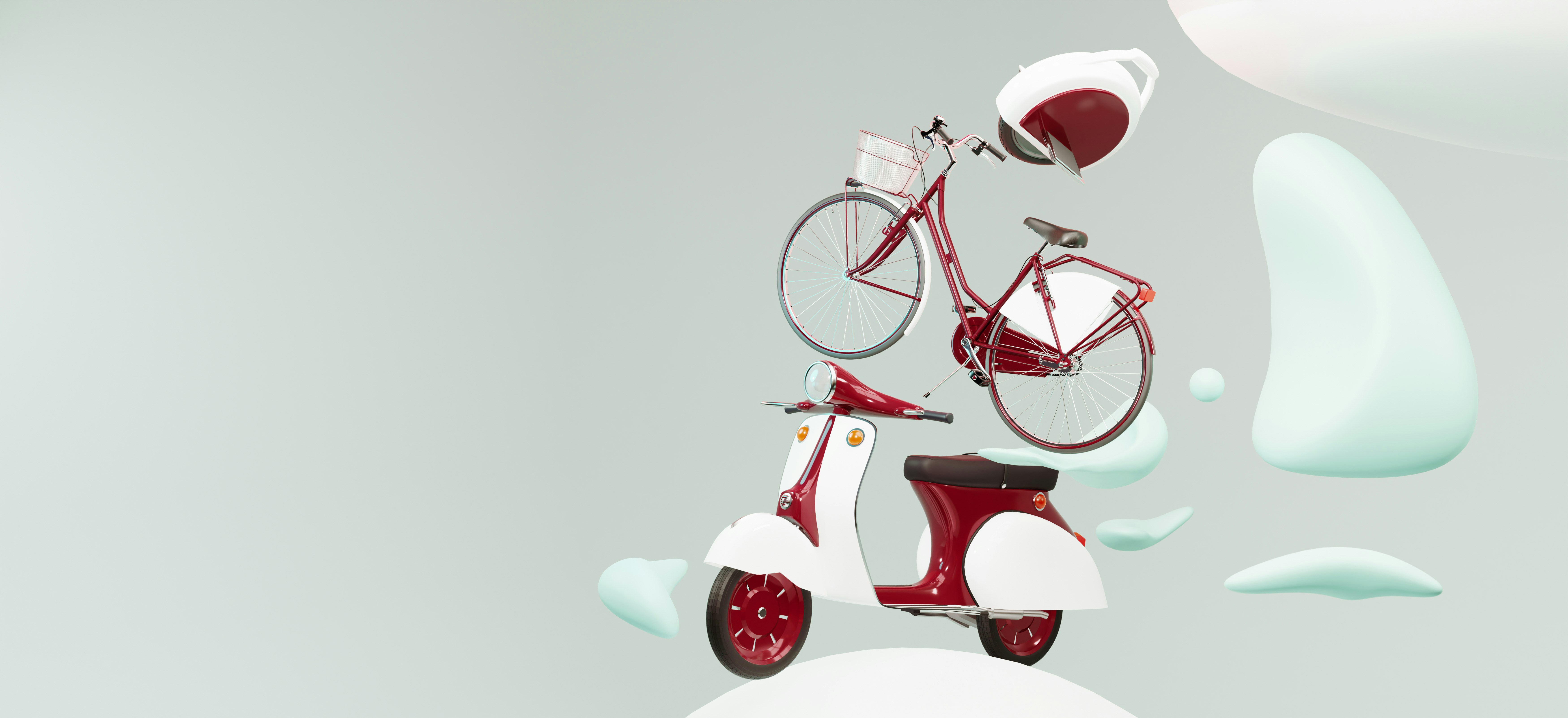 viva magenta and transport. collection of 3D illustrations.
