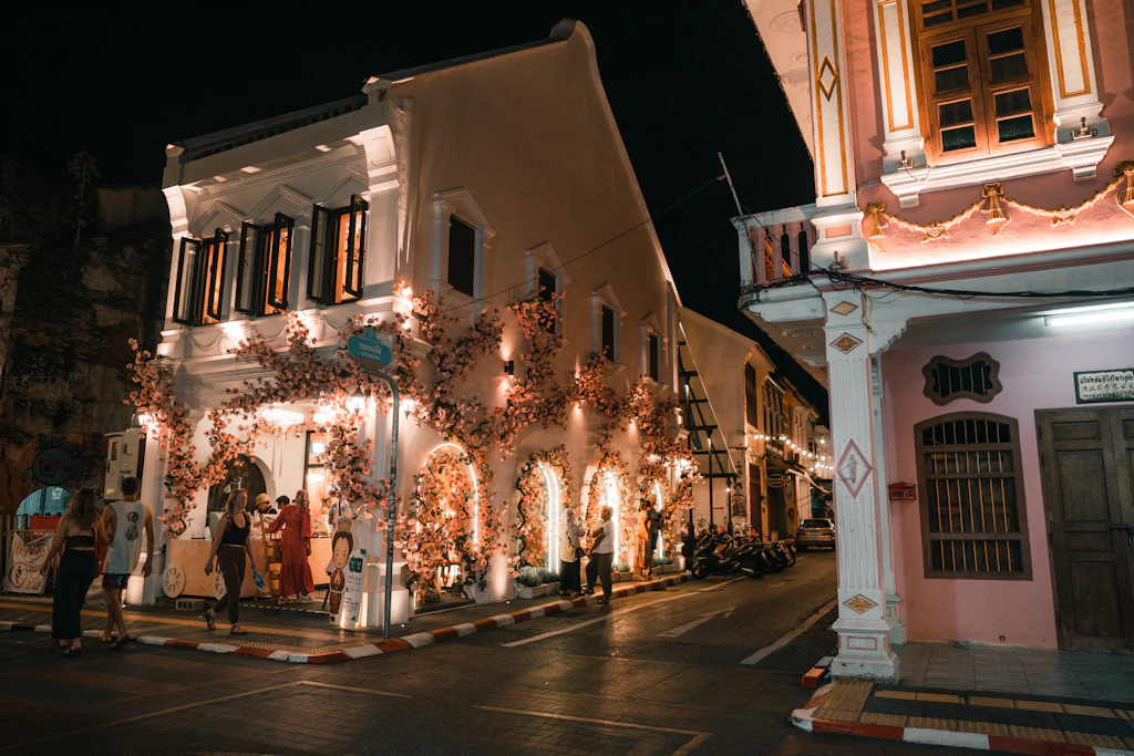 Old Town shophouse street in the evening