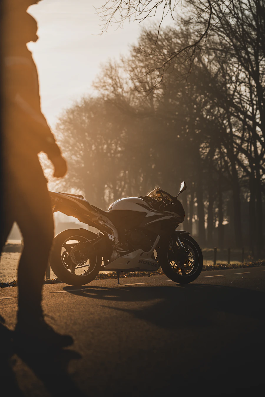 A motorcycle at the roadside awaiting recovery
