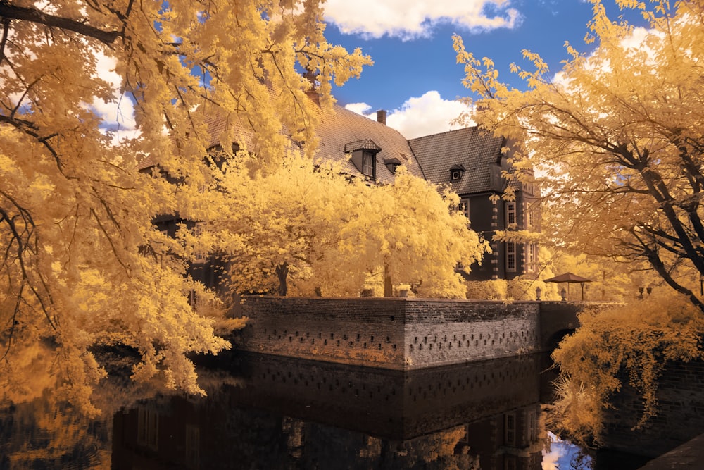 a building with a bridge over a body of water