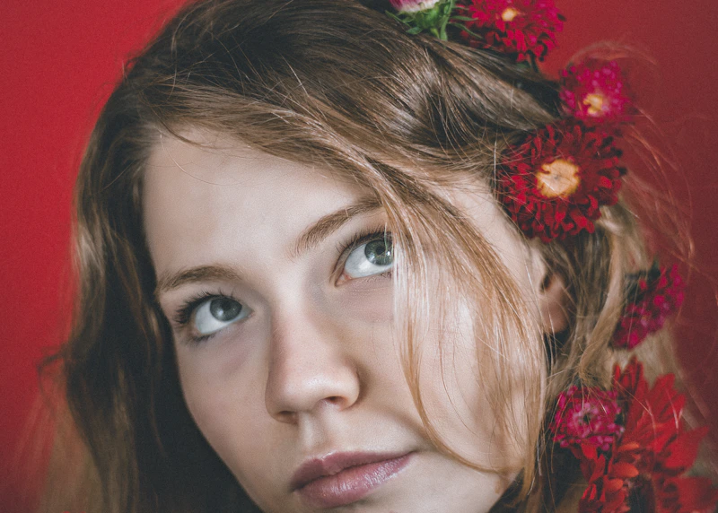 Woman with flower in hair