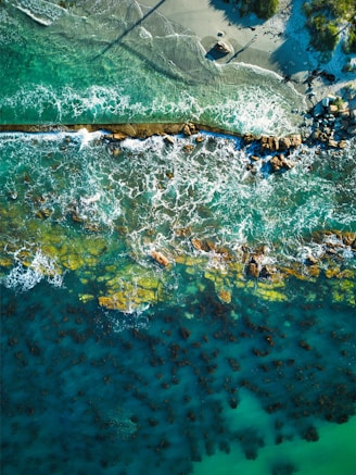 a bird's eye view of a body of water