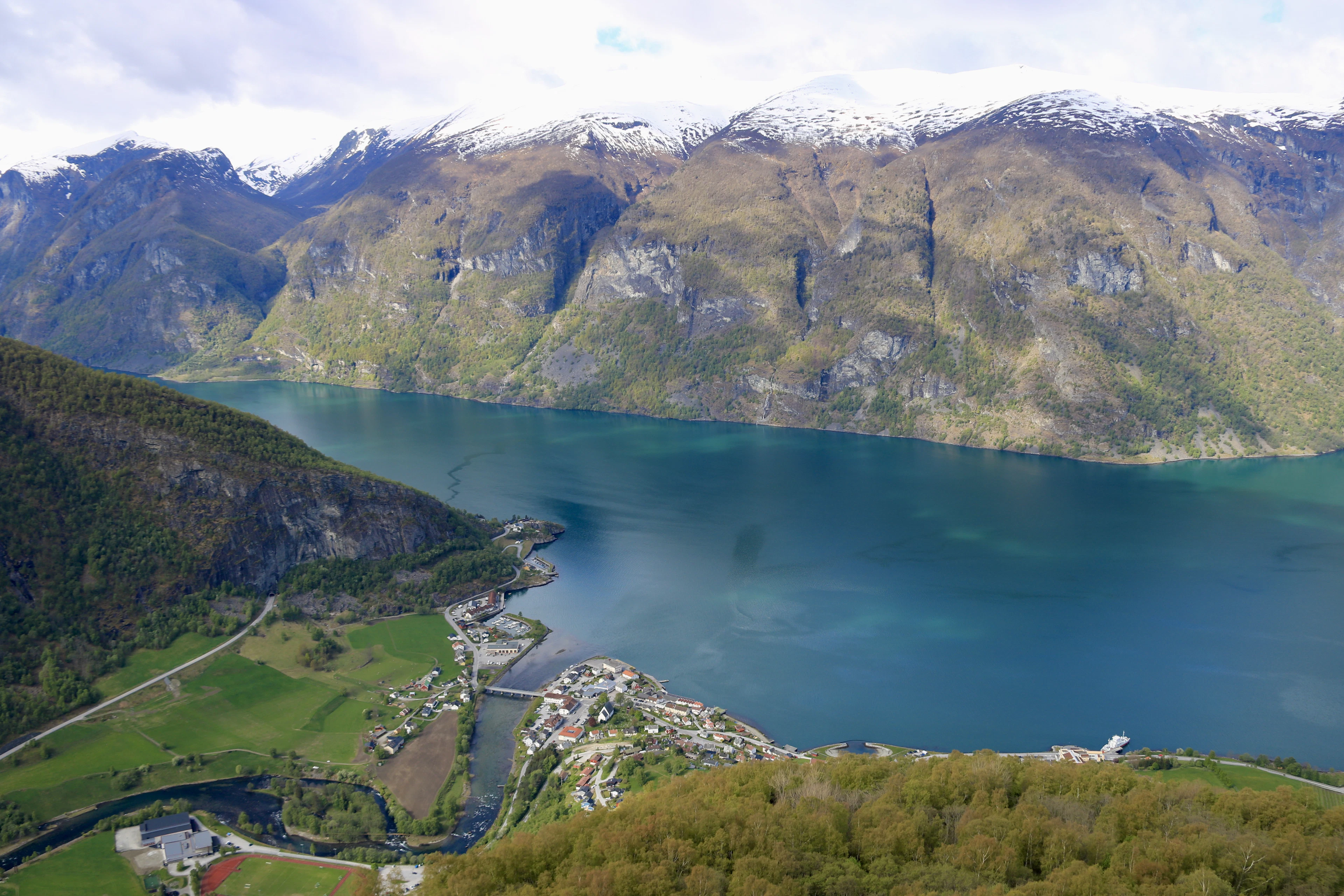 The Aurlandsfjord from high above, seen from the Stegastein viewpoint