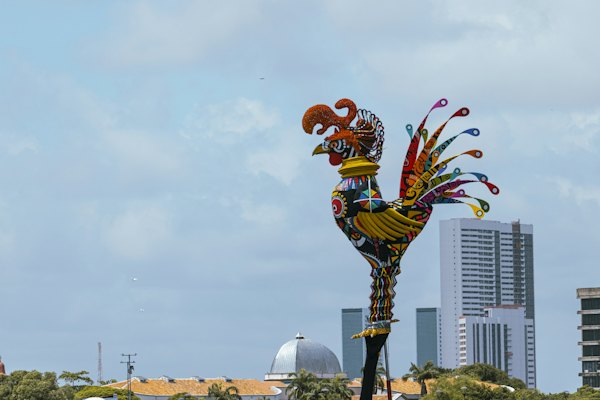 The giant rooster of the Galo da Madrugada at Carnival — Recife and Olinda, Brazil