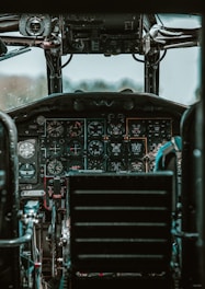a view of the cockpit of an airplane