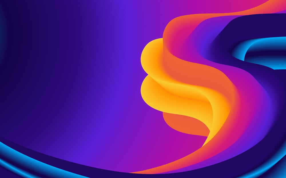 a purple and orange background with wavy lines