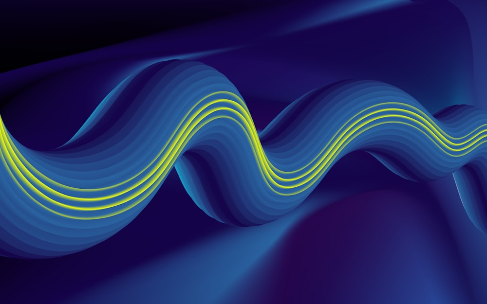 a blue background with wavy lines