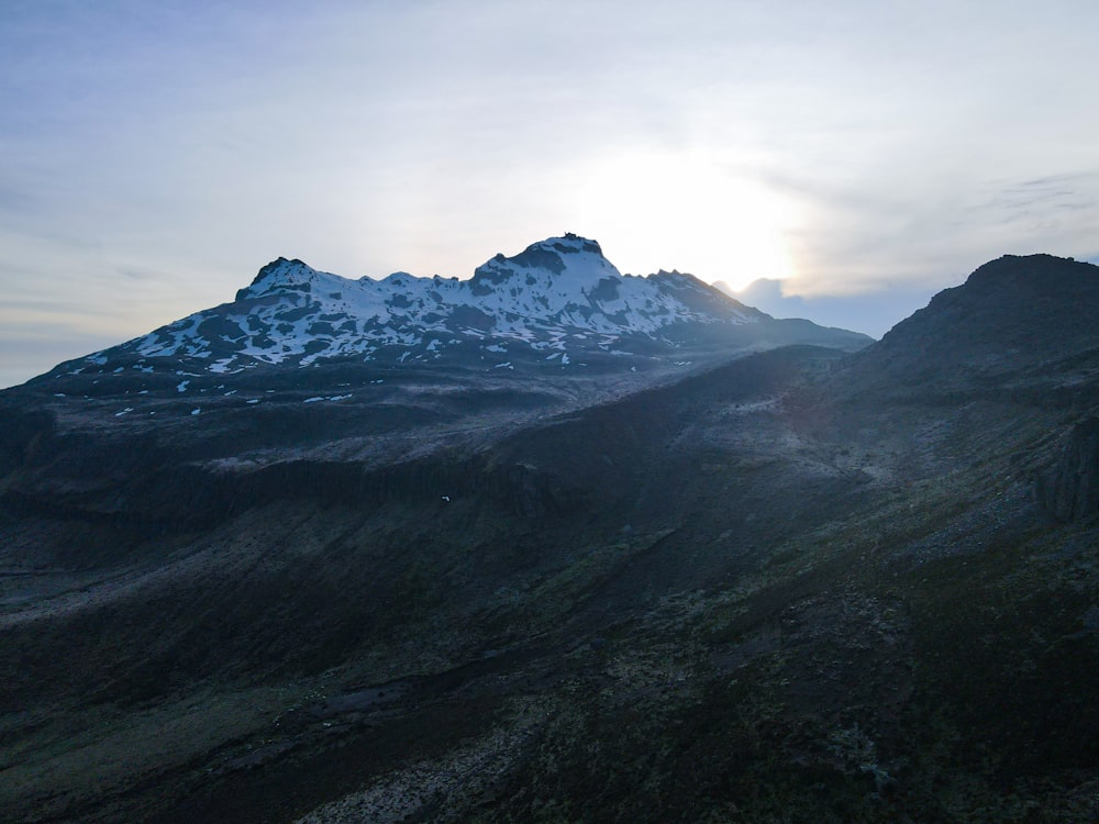 a mountain range with snow on the top of it