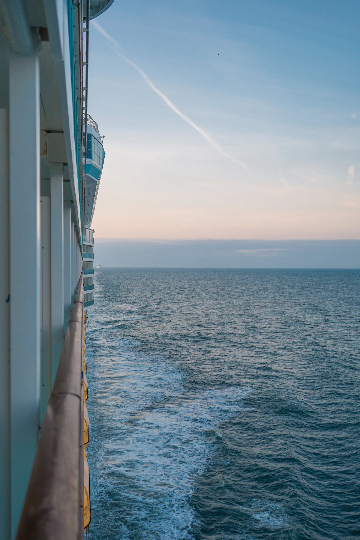 The sea at first light, seen from a ship’s balcony