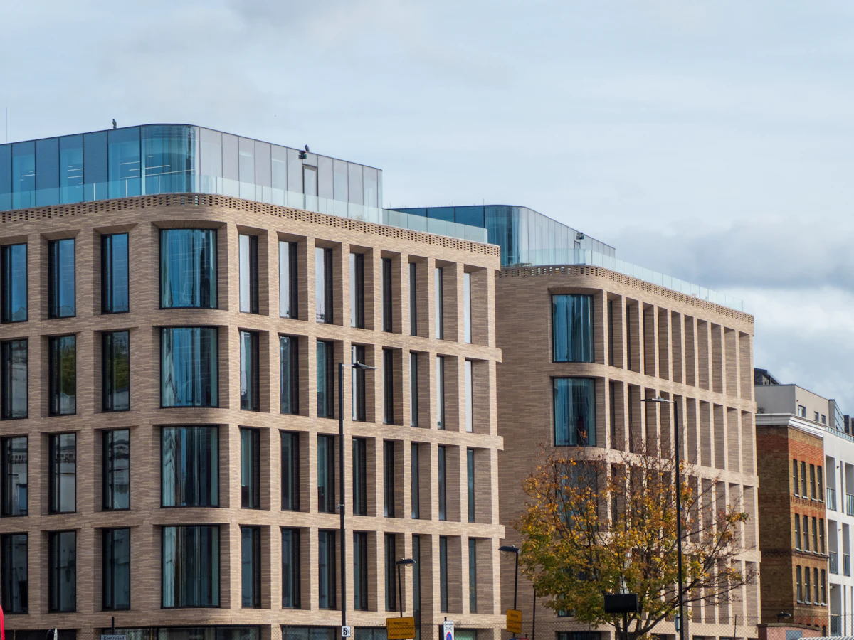 Building facade with repeating windows