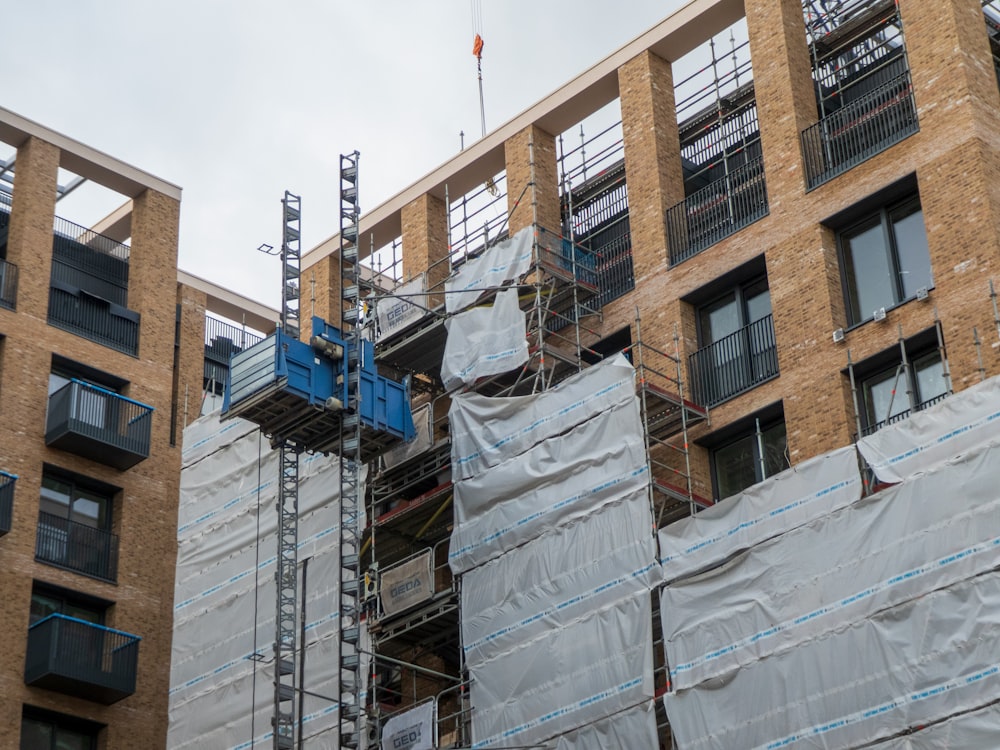 a building with scaffolding on the side of it