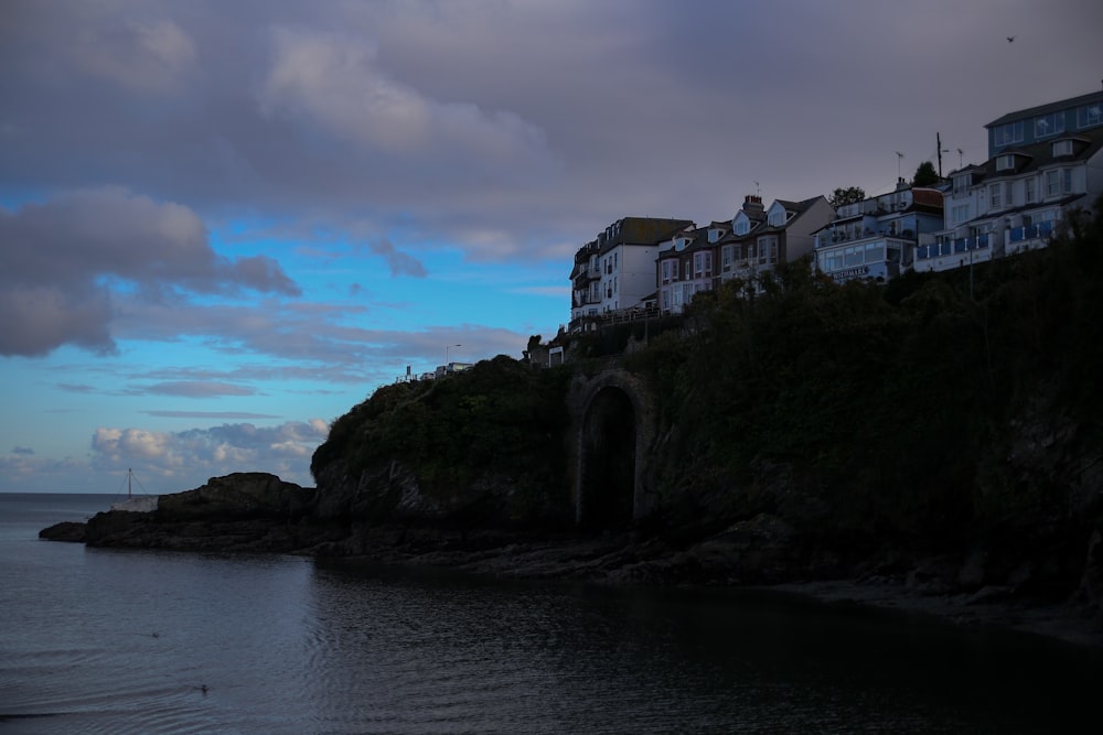 a body of water with a bunch of houses on top of it