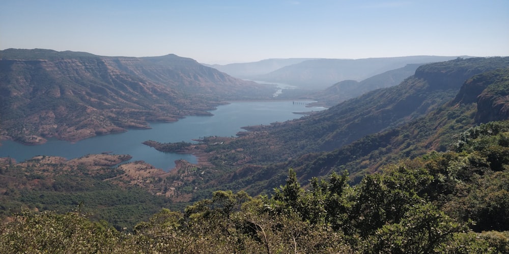 a large body of water surrounded by mountains