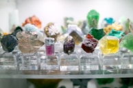 An assortment of colorful crystals arranged beautifully.