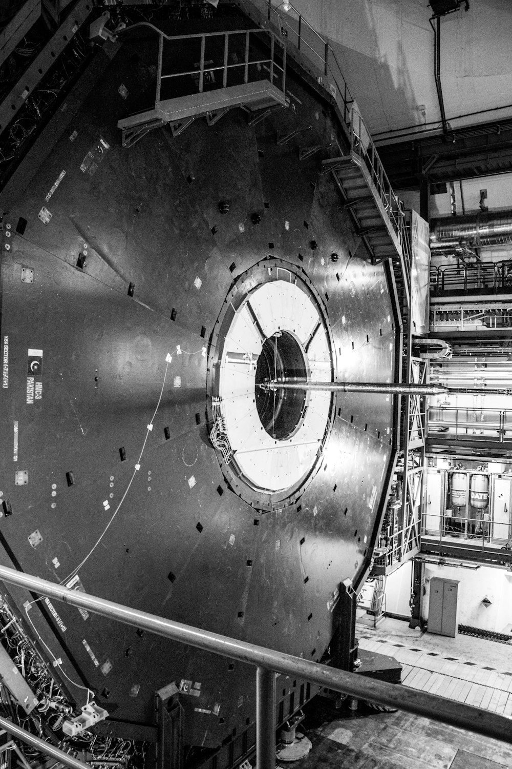 a large metal object in a large room