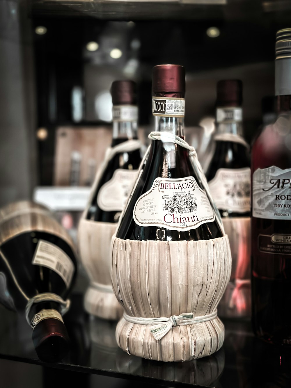 a bottle of wine sitting on top of a table