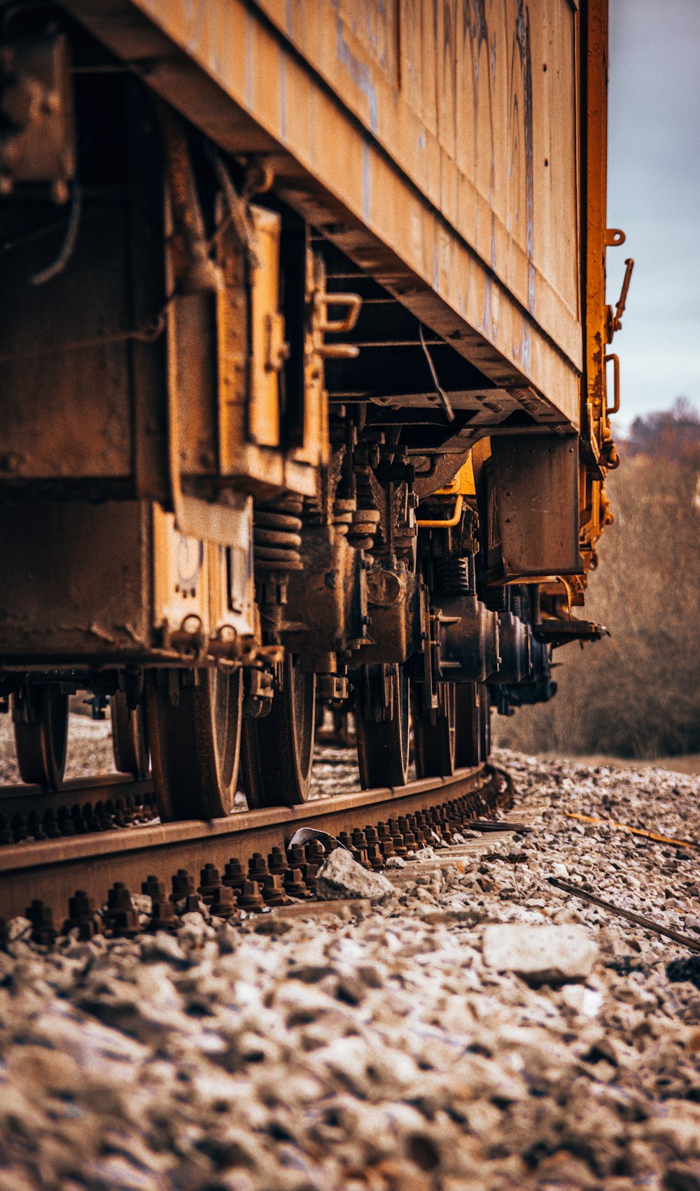 a train car sitting on top of a train track