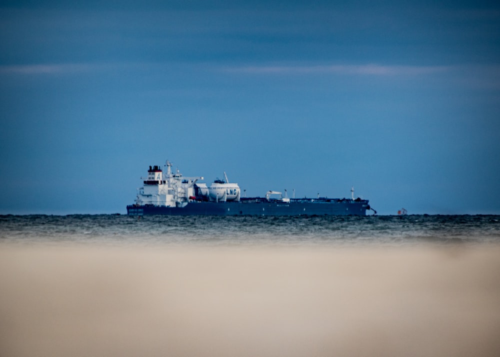 a large ship in the middle of the ocean