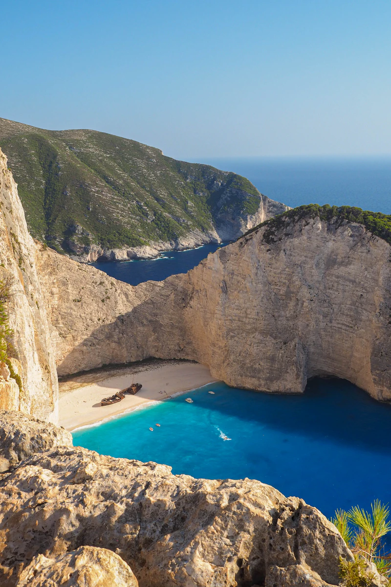 Zakynthos cliffs and turquoise sea near Shipwreck Beach