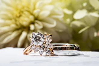 a couple of rings sitting on top of a table