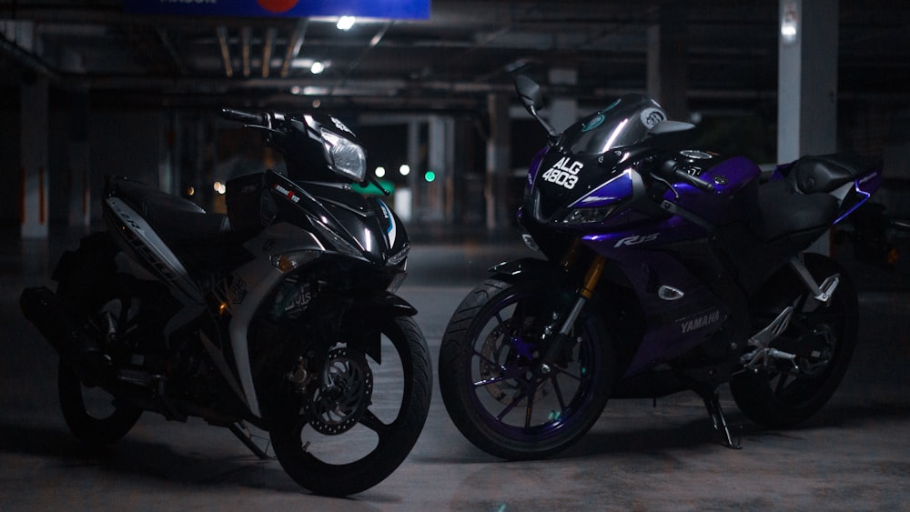 a couple of motorcycles parked next to each other